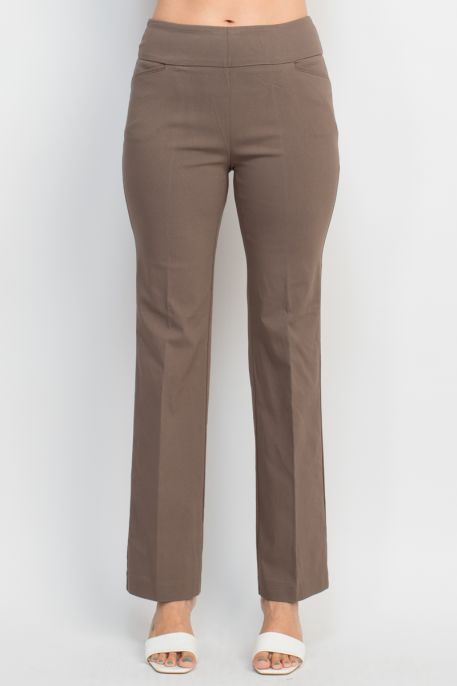 Counterparts Midwaist Banded Waist Solid Straight Millennium Pant