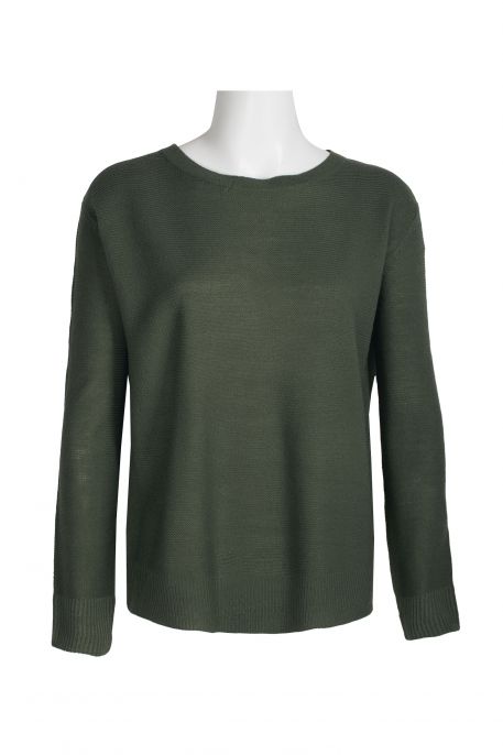 Melrose Chic Crew Neck Long Sleeve Knit Top