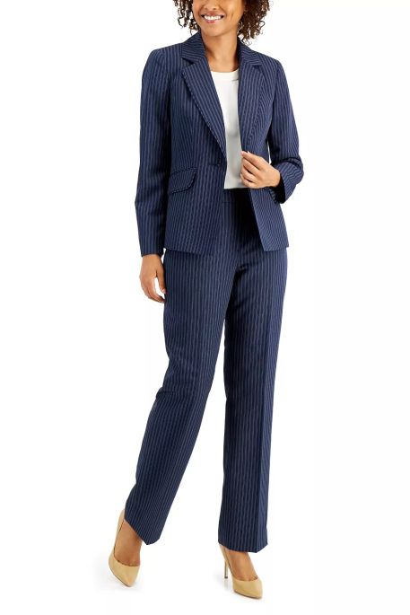 Le Suit Notched Collar One Button Jacket With Matching Crepe Pants