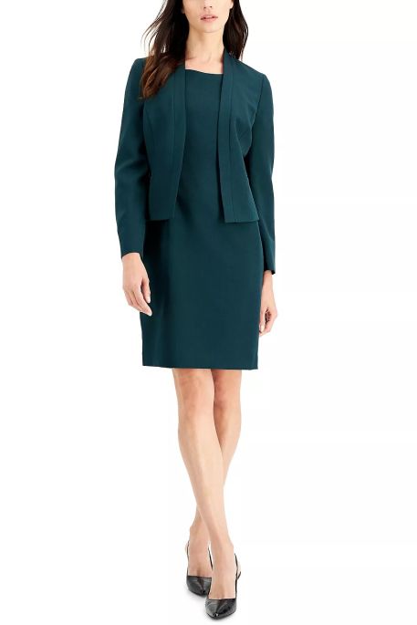 Le Suit Seamed Cropped Jacket With Matching Crepe Dress