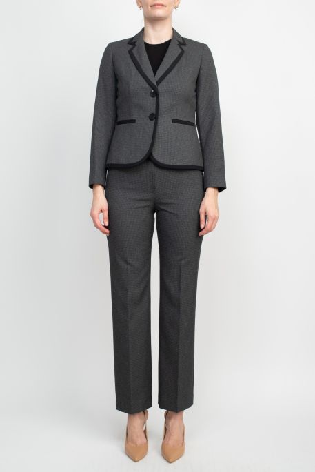 Le Suit Notched Collar 2 Button Jacket with Button Hook Zipper Closure Pants (Two Piece Set)