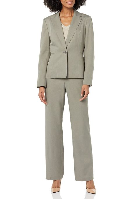 Le Suit Notched Collar One Button Closure with Mid Rise Zipper with Hook and Bar Closure Pant