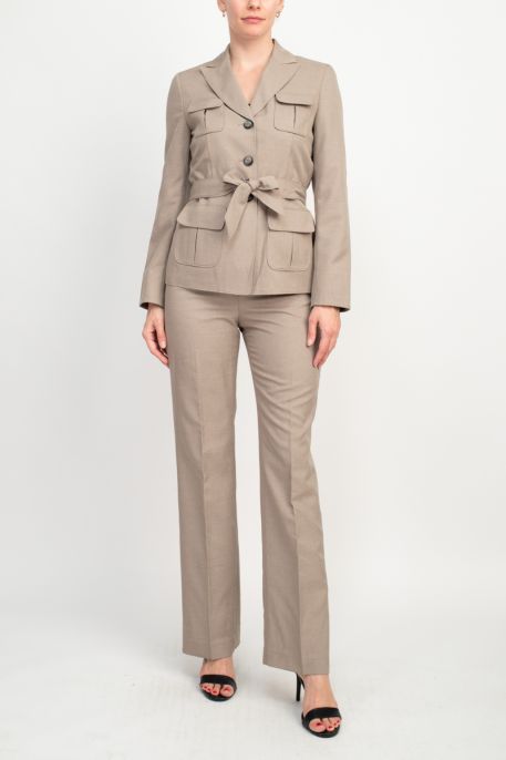 Le Suit Petite 2pc Melange Jacket And Pant Set