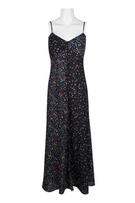 French Connection Spaghetti Strap Button Front Detail Floral Print Polyester Dress