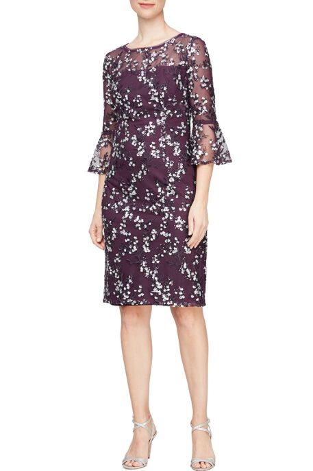 Alex Evenings Embroidered Sequin Lace Sheath Dress