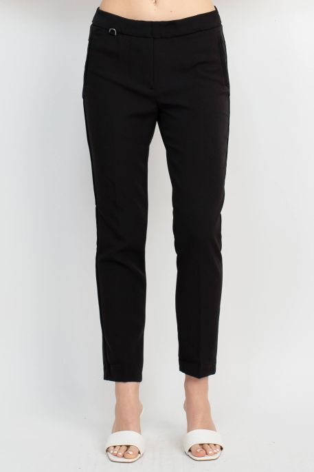 Adrianna Papell Mid Waist Solid Stretch Crepe Pants with Pockets