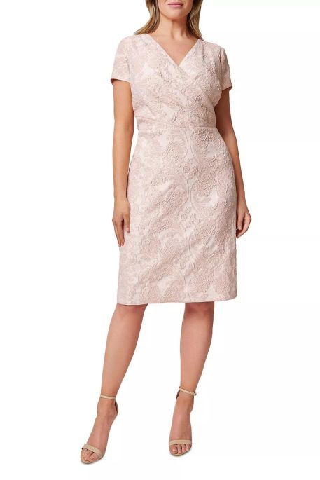 Adrianna Papell Metalic Jacquard V-Neck Sheath Dress ( Plus Size )