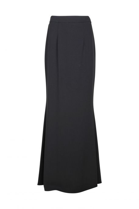 Adrianna Papell Mid Banded Waist Zipper Side Solid Long Crepe Skirt