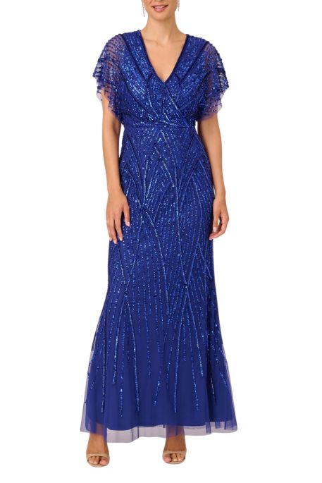 Adrianna Papell mermaid with dolman sleeves gown