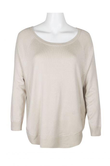 Anna Rose Scoop Neck Long Sleeve Solid Knit Top