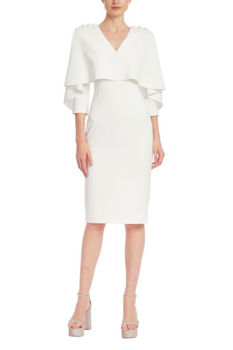 Badgley Mischka Popover Sheath Dress with Buttoned Shoulders Dress