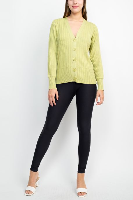 Cyrus V-Neck Button Down Long Sleeve Knit Top