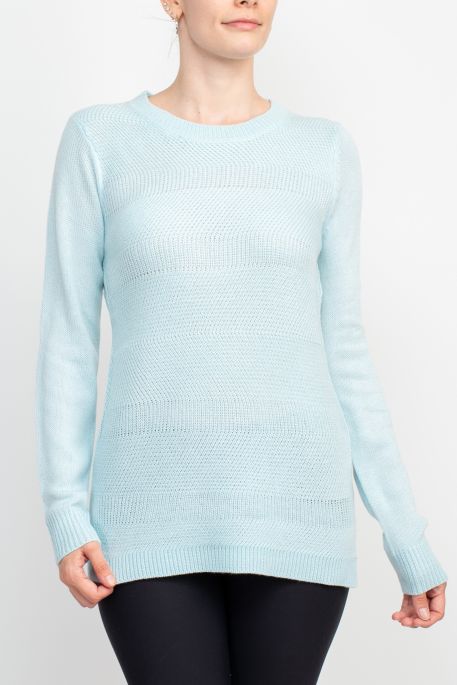Lissy Crew Neck Long Sleeve Solid Knit Top