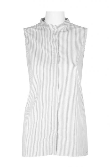 Tahari High Neck Sleeveless Stripe Pattern Cotton Top