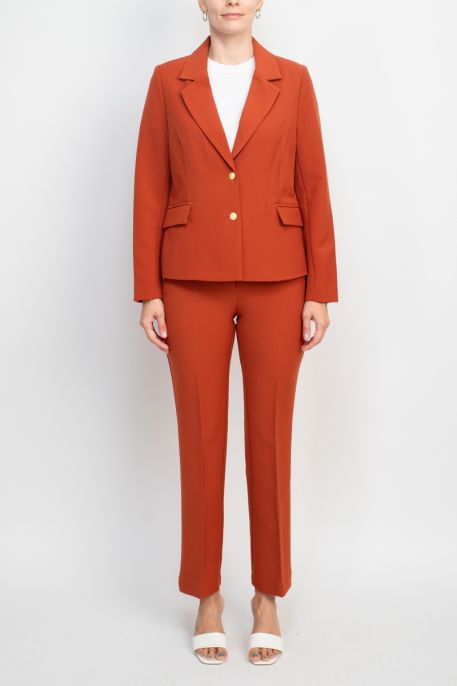 Nanette Nanette Lepore notched collar long sleeve two button closure twill jacket with bi-stretch straight pant