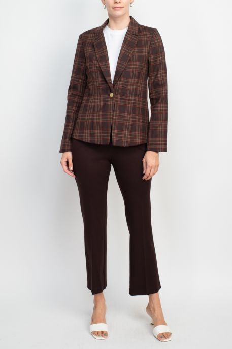 Nanette Nanette Lepore notched collar one button woven jacket with mid waist straight ponte pant