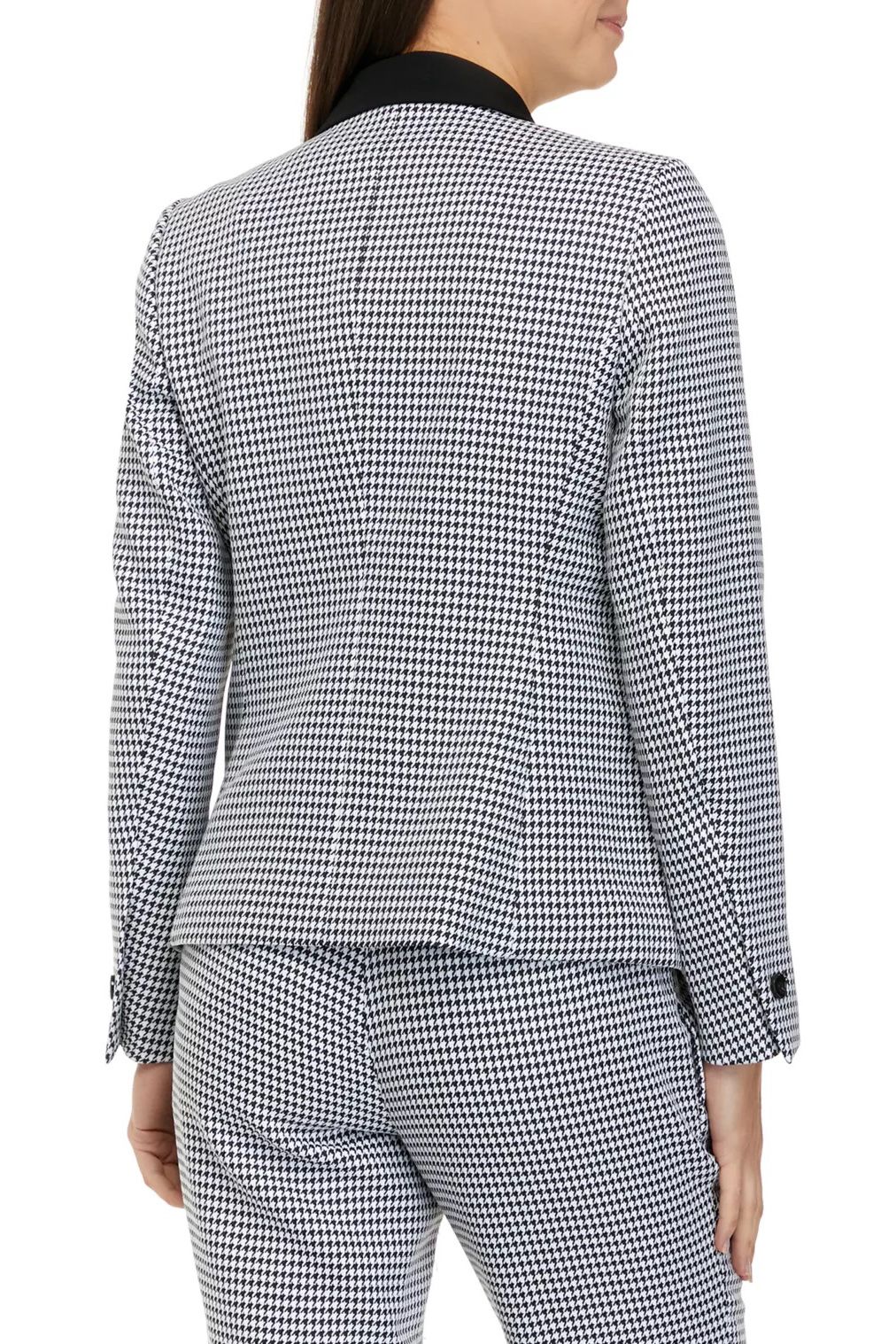 Kasper Notched Collar Button Closure Long Sleeve Houndstooth Stretch ...