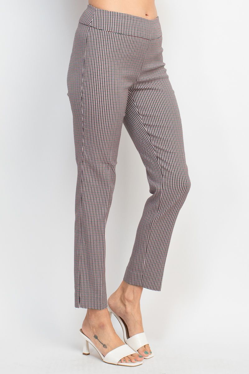 Counterparts banded mid waist houndstooth slim rayon blend pant ...