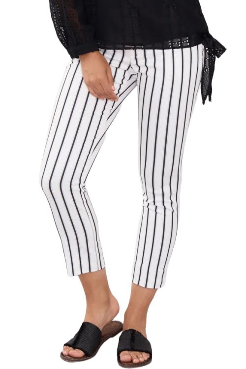 Peace Of Cloth Banded Waist Stripe Pattern Cotton Blend Pant