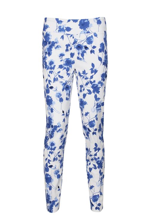Counterparts Mid Banded Waist Multi Print Ankle Pull On Stretch Rayon Pant