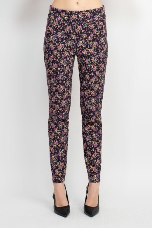 Counterparts Mid Banded Waist Multi Print Ankle Pull On Stretch Rayon Pant