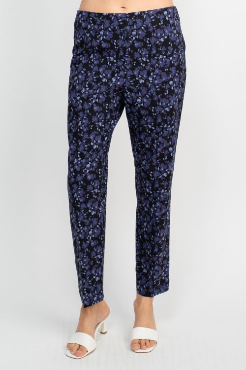 Counterparts Mid Waist Pull On Multi Print Pencil Cut Stretch Rayon Pants