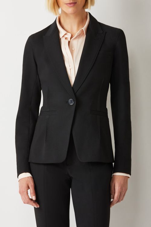 Ecru Designs Lapel Collar One Button Long Sleeve Silt Back Crepe Jacket