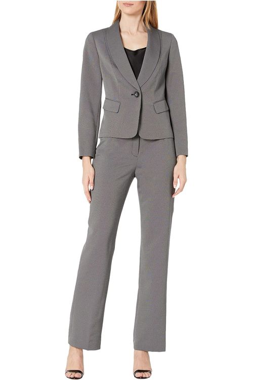 Le Suit Shawl Collar One Button Closure With Mid Rise Two Tone Pant Suit
