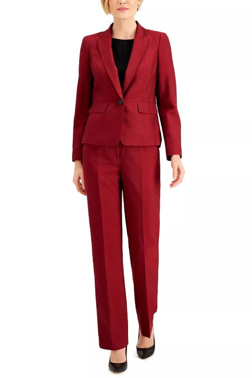 Le Suit Notched Collar One Button Jacket with Matching Crepe Pants