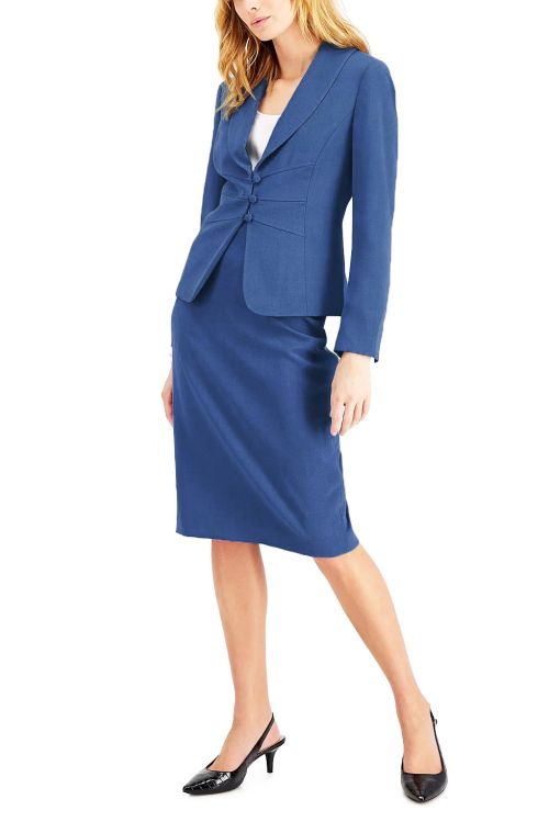 Le Suit Shawl Collar 2 Button Jacket With Matching Crepe Skirt