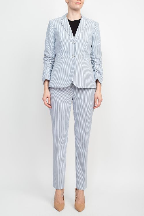 Emily Notched Collar 2 Button 3/4 Sleeves Jacket With Matching Crepe Pants