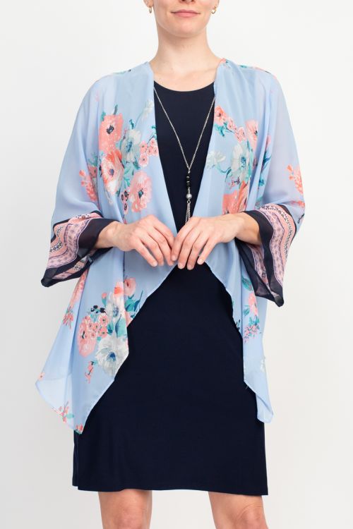 Sandra Darren Chiffon Knit Floral Kimono Jacket Dress