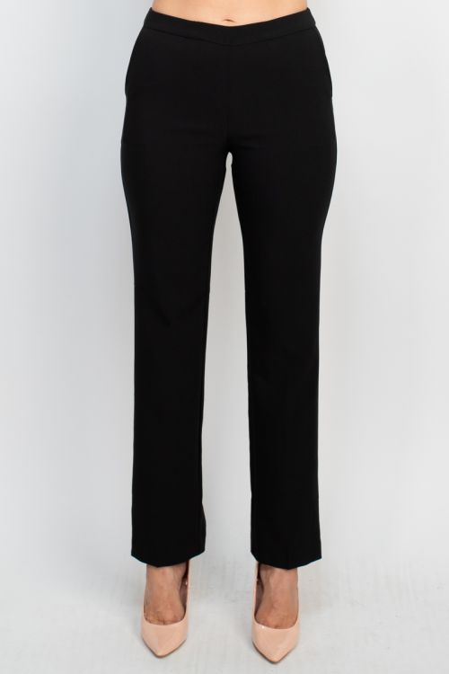Truth mid waist elastic waist pencil cut stretch crepe pant with pockets