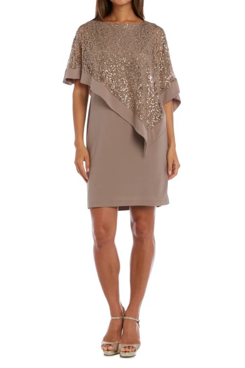 R&M Richards Boat Neck Lace Poncho Top Bodycon ITY Dress