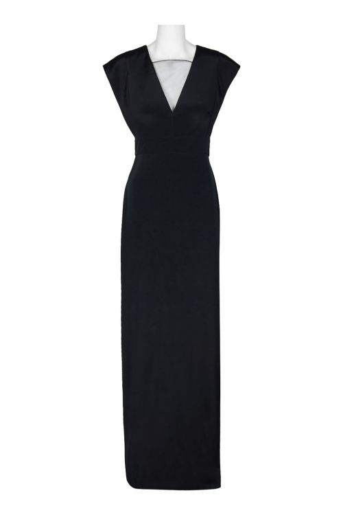 Theia V-Neck Sleeveless Bodycon Zipper Back Solid Silk Dress