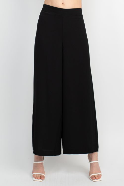 Adrianna Papell Solid Woven Pebble Crepe Wide Leg Pull On