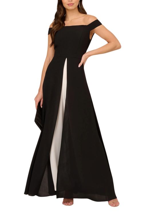 Adrianna Papell Off The Shoulder Wide Leg Jumpsuit