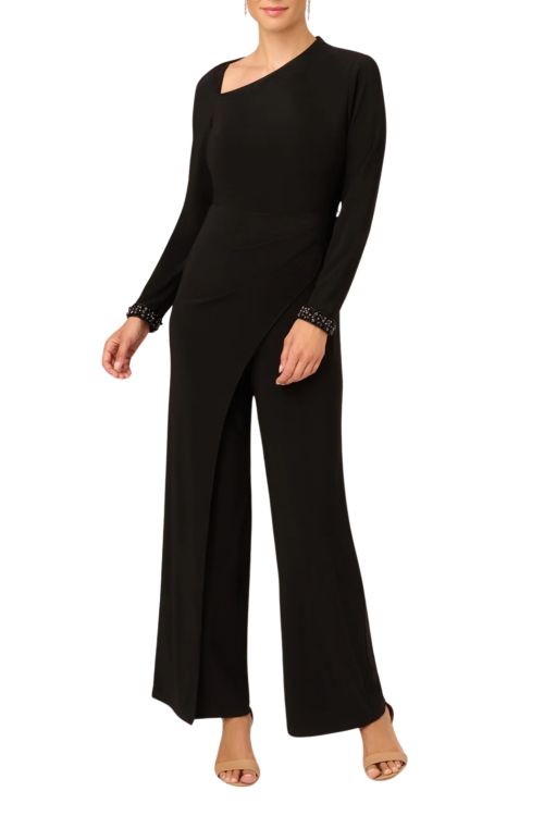 Adrianna Papell jersey asymeetric neck jumpsuit
