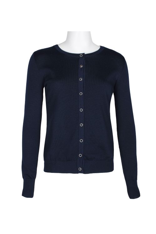 Anne Rose Crew Neck Long Sleeve Button Down Knit Top