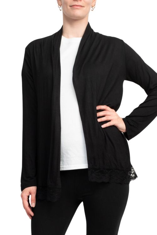 Anne Rose Open Front Long Sleeve Rayon Jacket