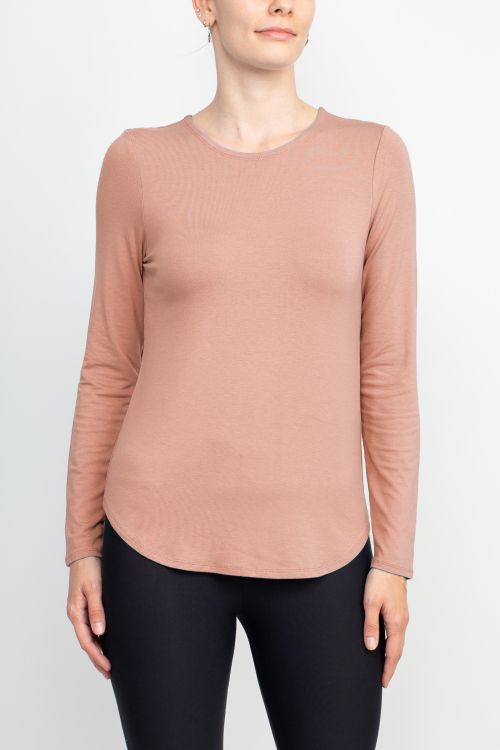 Cupio Crew Neck Long Sleeve Solid Knit Top