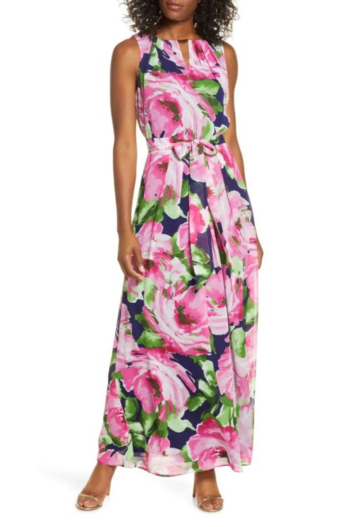 Donna Rico Floral Print Sleeveless Maxi Dress