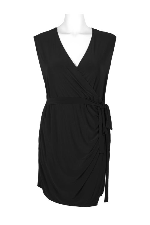 Laundry V-Neck Sleeveless Tie Side Gathered Side Solid Jersey Dress (Plus Size)