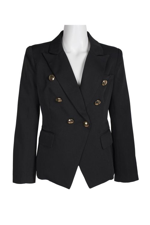 Why Dress Notched Collar Button Detail Long Sleeve Polyester Jacket
