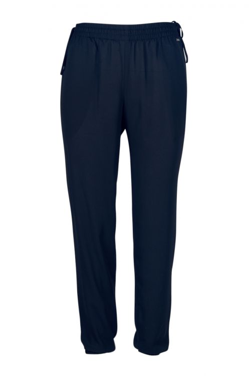 Tahari Elastic Waist and Ankle Ruched Solid Polyester Pants