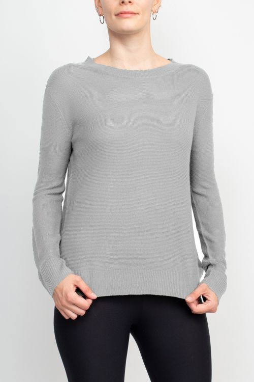 Melrose Chic Crew Neck Long Sleeve Knit Top