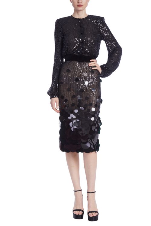 Badgley Mischka Sequined Cocktail Dress with Paillettes