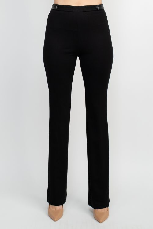 T Tahari Mid Waist Invisible Zipper Back Ponte Pants with Waist Tab Detail