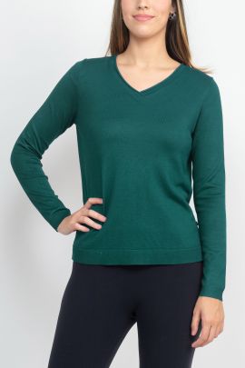 Tint + Shadow V-Neck Long Sleeve Solid Rayon Top