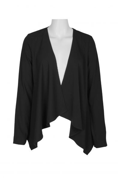 Grace Open Front Long Sleeve Solid Crepe Jacket